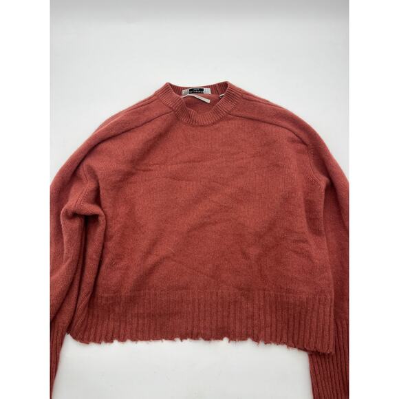AllSaints Italian yarn Cashmere wool RUST Boxy RAW HEM Oversized Sz S Womans - Picture 2 of 7